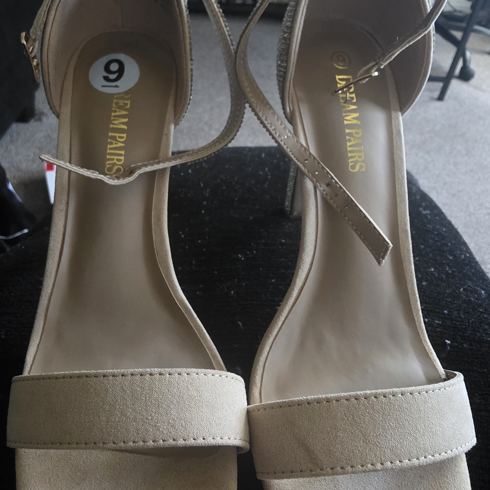 Dream Pairs Beige Open-Toe Ankle-Strap Heels